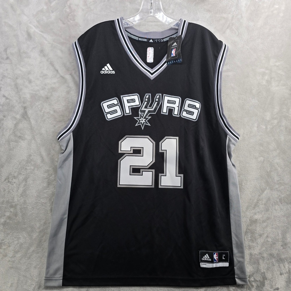 NWT Adidas Size Large San Antonio Spurs Duncan 21 NBA Basketball Jersey Black